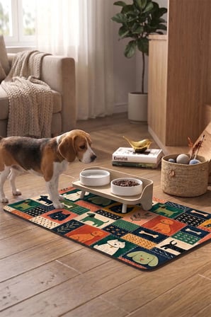 MAtGo Pati Kedi Köpek Beslenme Matı 50x70cm Köpek Kolajı Su Geçirmez Kaymaz Mama Kabı Altlığı Paspas