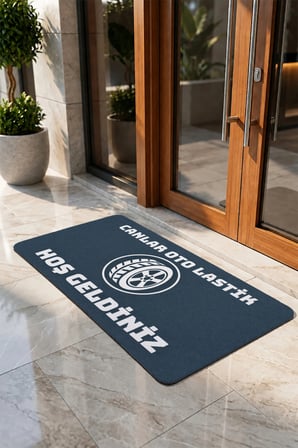Valerine Life Kapı Önü Paspası 50x90cm Dijital Baskı Kaymaz Kişiye Firmaya Özel Oto Lastikçi