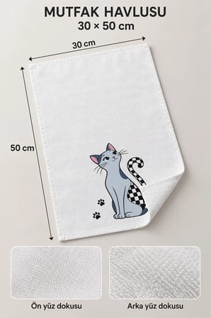 Valerine Life El Kurulama Havlusu 30x50cm Mutfak, Fırın için Pamuklu Emici Mavi Mırmır