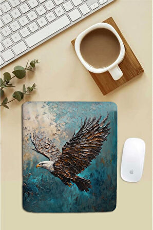 SonicTouch Bilek Destekli Göklerin Kralı Kartal Mavi Pürüzsüz Yüzey Dikişsiz Mouse Pad 18x22cm