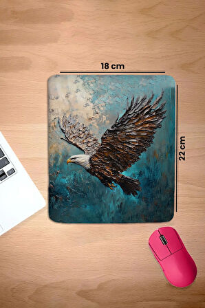 SonicTouch Bilek Destekli Göklerin Kralı Kartal Mavi Pürüzsüz Yüzey Dikişsiz Mouse Pad 18x22cm