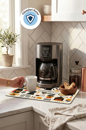Valerine Life Kahve Espresso Makinesi Matı 35x45cm Çaycı Pad Su Geçirmez Noir Espresso