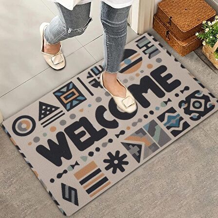 Valerine Life Geometrik Bohem Temalı Welcome Kapı Önü Paspası 45x70cm