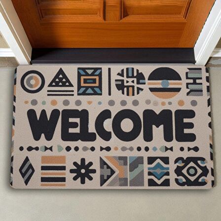 Valerine Life Geometrik Bohem Temalı Welcome Kapı Önü Paspası 45x70cm
