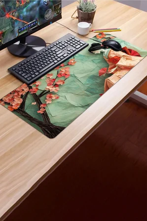 SonicTouch Klavye Mousepad 32x70cm Dikişsiz Pürüzsüz Sıvı Geçirmez Kaymaz Taban Sakura Sessizliği