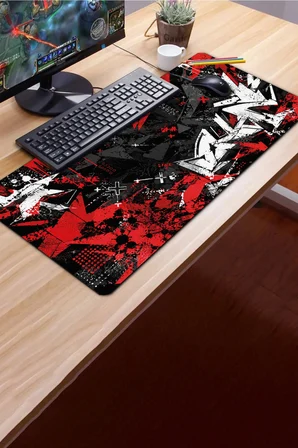 SonicTouch Klavye Mousepad 40x90cm Dikişsiz Pürüzsüz Sıvı Geçirmez Kaymaz Taban Kızıl Kaos
