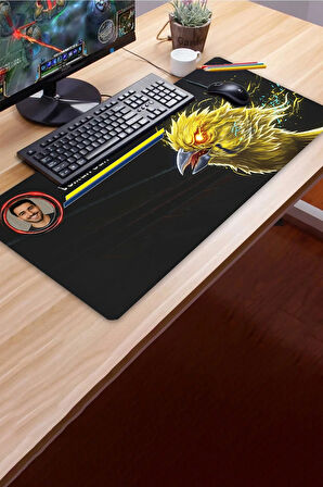 SonicTouch Kişiye isme Özel Kanarya Figür Sarı Lacivert Fotoğraflı XXL Gamer Klavye Mousepad 40x90cm