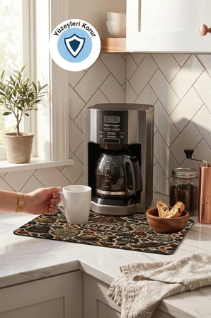 Valerine Life Kahve Espresso Makinesi Matı 35x45cm Çaycı Pad Su Geçirmez Volcano Roast