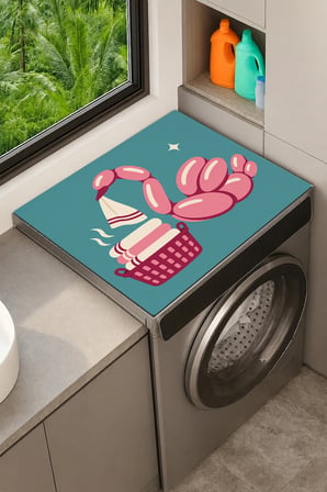 Valerine Life Çamaşır Kurutma Makinesi Üstü Düzenleyici Matı Sıvı Geçirmez Örtü Balon Kuğu