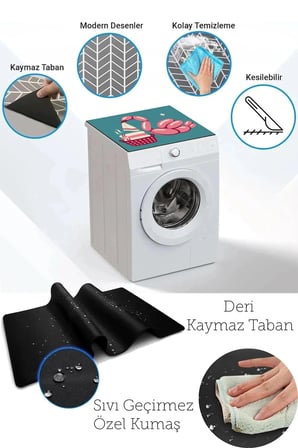 Valerine Life Çamaşır Kurutma Makinesi Üstü Düzenleyici Matı Sıvı Geçirmez Örtü Balon Kuğu