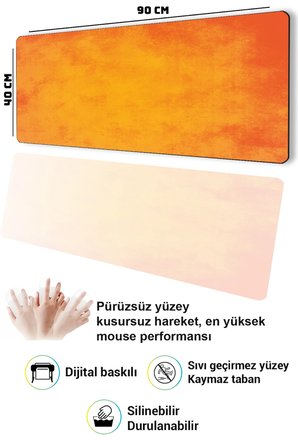 SonicTouch Klavye Mousepad 40x90cm Dikişsiz Pürüzsüz Sıvı Geçirmez Kaymaz Taban Gün Batımı Dokusu
