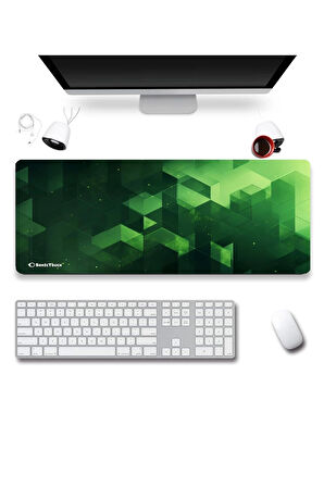 SonicTouch UltraGrand Zümrüt Yeşili Küpler Gamer Oyuncu Xxl Klavye Mouse Pad 40x90Cm