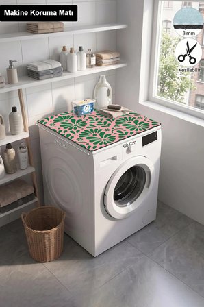 Valerine Life Çamaşır Kurutma Makinesi Üstü Düzenleyici Matı Sıvı Geçirmez Örtü Retro Papatya