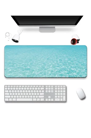 SonicTouch Klavye Mousepad 40x90cm Dikişsiz Pürüzsüz Sıvı Geçirmez Kaymaz Taban Mavi Huzur