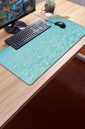 SonicTouch Klavye Mousepad 40x90cm Dikişsiz Pürüzsüz Sıvı Geçirmez Kaymaz Taban Mavi Huzur
