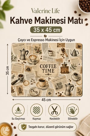Valerine Life Kahve Espresso Makinesi Matı 35x45cm Çaycı Pad Su Geçirmez Coffee Magazine
