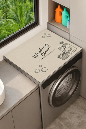 Valerine Life Çamaşır Kurutma Makinesi Üstü Düzenleyici Matı Sıvı Geçirmez Örtü   Temizlik Aşkı