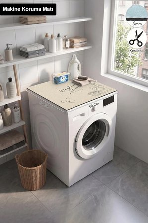 Valerine Life Çamaşır Kurutma Makinesi Üstü Düzenleyici Matı Sıvı Geçirmez Örtü   Temizlik Aşkı