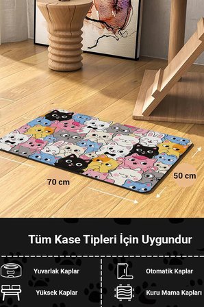 MAtGo Pati Kedi Köpek Beslenme Matı 50x70cm Su Geçirmez Mama Kabı Altlığı Paspası Şaşkın Patiler