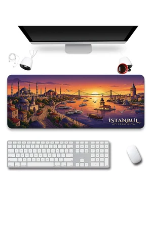 SonicTouch Klavye Mousepad 40x90cm Dikişsiz Pürüzsüz Sıvı Geçirmez Kaymaz Taban Boğaz’da Gün Batımı