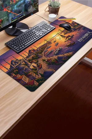 SonicTouch Klavye Mousepad 40x90cm Dikişsiz Pürüzsüz Sıvı Geçirmez Kaymaz Taban Boğaz’da Gün Batımı