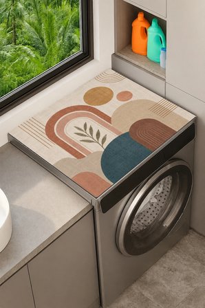 Valerine Life Çamaşır Kurutma Makinesi Üstü Düzenleyici Matı Sıvı Geçirmez Örtü Boho Ufuklar