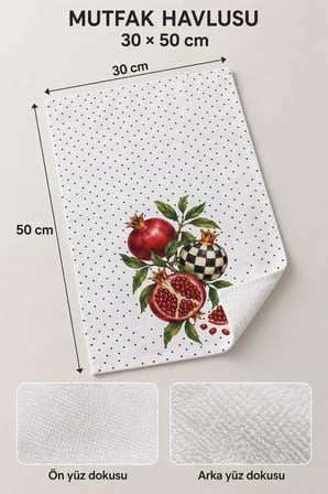 Valerine Life El Kurulama Havlusu 30x50cm Mutfak, Fırın için Pamuklu Emici Damalı Nar