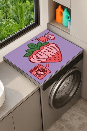 Valerine Life Çamaşır Kurutma Makinesi Üstü Düzenleyici Matı Sıvı Geçirmez Örtü Çilek Kurut