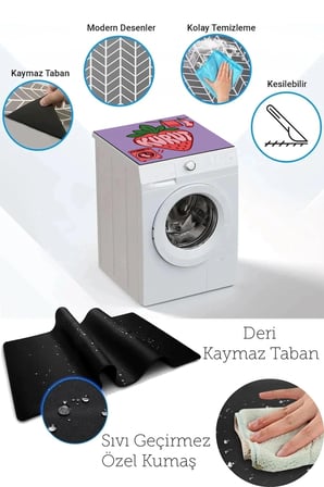 Valerine Life Çamaşır Kurutma Makinesi Üstü Düzenleyici Matı Sıvı Geçirmez Örtü Çilek Kurut