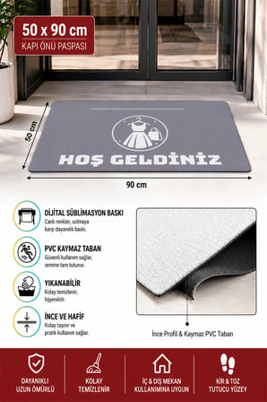 Valerine Life Kapı Önü Paspası 50x90cm Dijital Baskı Kaymaz Kişiye Firmaya Özel Butik Giyim Mağazası