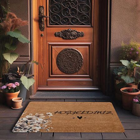 Valerine Life Beyaz Petunyalar Hoş Geldiniz Kapı Önü Paspası 45x70cm