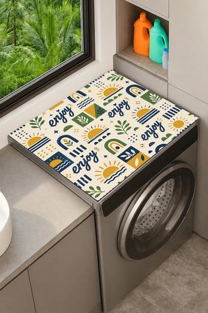 Valerine Life Çamaşır Kurutma Makinesi Üstü Düzenleyici Matı Sıvı Geçirmez Örtü Güneşli Keyif