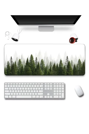 SonicTouch Klavye Mousepad 40x90cm Dikişsiz Pürüzsüz Sıvı Geçirmez Kaymaz Taban Sisli Çamlar