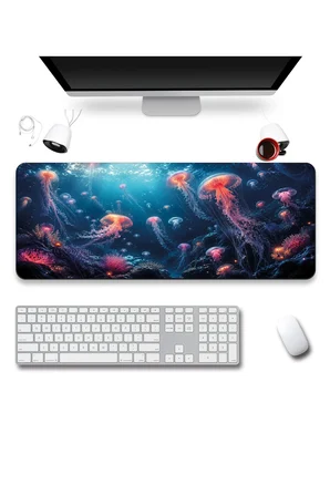 SonicTouch Klavye Mousepad 40x90cm Dikişsiz Pürüzsüz Sıvı Geçirmez Kaymaz Taban Işıltılı Derinlikler