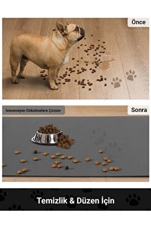 MAtGo Pati Parke Desenli Kahverengi Beslenme Matı Sıvı Geçirmez Kedi Köpek Mama Paspası 50x70cm
