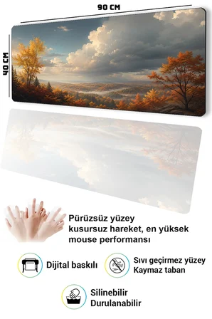 SonicTouch Klavye Mousepad 40x90cm Dikişsiz Pürüzsüz Sıvı Geçirmez Kaymaz Taban Fırtına Vadisi