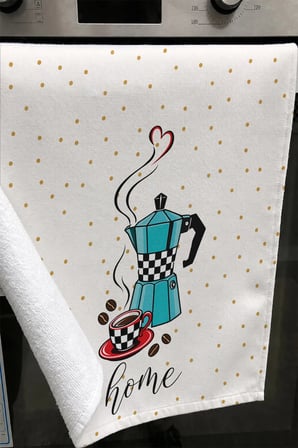 Valerine Life El Kurulama Havlusu 30x50cm Mutfak, Fırın için Pamuklu Emici Damalı Kahve Keyfi
