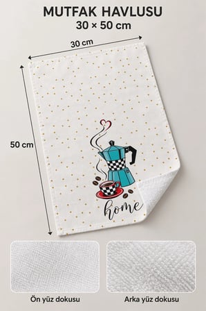 Valerine Life El Kurulama Havlusu 30x50cm Mutfak, Fırın için Pamuklu Emici Damalı Kahve Keyfi