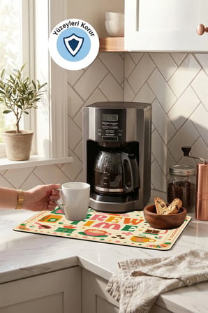 Valerine Life Kahve Espresso Makinesi Matı 35x45cm Çaycı Pad Su Geçirmez Color Pop Brew