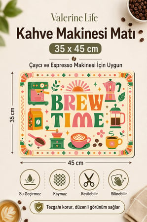 Valerine Life Kahve Espresso Makinesi Matı 35x45cm Çaycı Pad Su Geçirmez Color Pop Brew