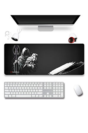 SonicTouch Kartalın Efendisi Siyah Beyaz Pürüzsüz Sıvı Geçirmez XXL Gamer Klavye Mousepad 40x90cm