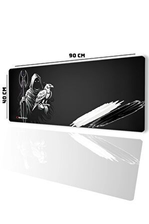 SonicTouch Kartalın Efendisi Siyah Beyaz Pürüzsüz Sıvı Geçirmez XXL Gamer Klavye Mousepad 40x90cm
