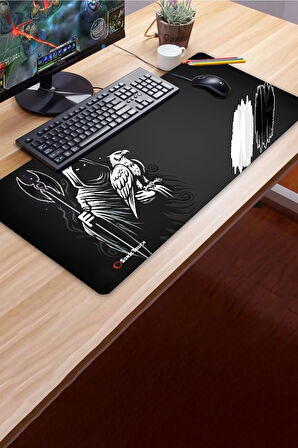 SonicTouch Kartalın Efendisi Siyah Beyaz Pürüzsüz Sıvı Geçirmez XXL Gamer Klavye Mousepad 40x90cm