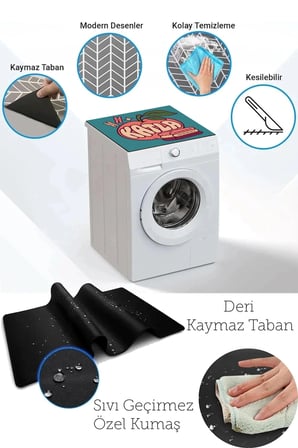 Valerine Life Çamaşır Kurutma Makinesi Üstü Düzenleyici Matı Sıvı Geçirmez Örtü Şeftali Düzeni