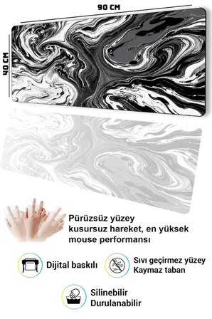 SonicTouch Klavye Mousepad 40x90cm Dikişsiz Pürüzsüz Sıvı Geçirmez Kaymaz Taban Gece Girdabı