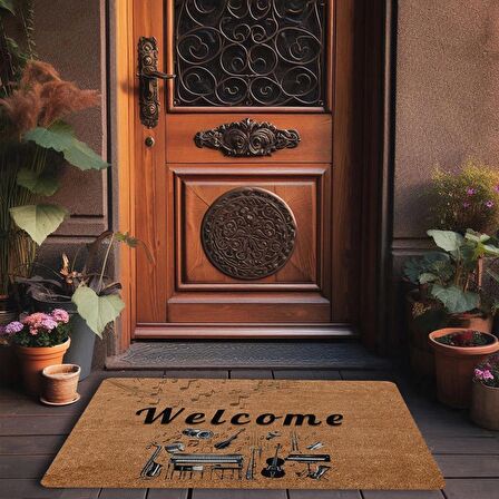 Valerine Life Orkestra Aletleri Temalı Welcome Kapı Önü Paspası 45x70cm
