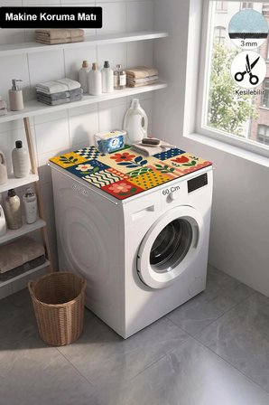 Valerine Life Çamaşır Kurutma Makinesi Üstü Düzenleyici Matı Örtü Güneşli Bahçe Çiçekleri