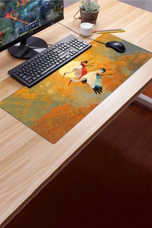 SonicTouch Klavye Mousepad 32x70cm Dikişsiz Kaymaz Taban Vefanın Kanatları Leylek Temalı