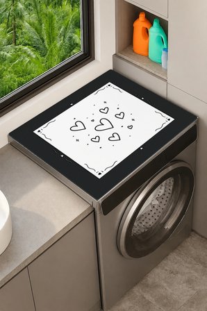 Valerine Life Çamaşır Kurutma Makinesi Üstü Düzenleyici Matı Sıvı Geçirmez Örtü Kalpler Çerçevesi