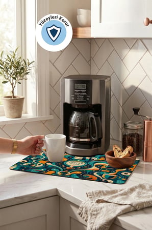 Valerine Life Kahve Espresso Makinesi Matı 35x45cm Çaycı Pad Su Geçirmez Future Brew